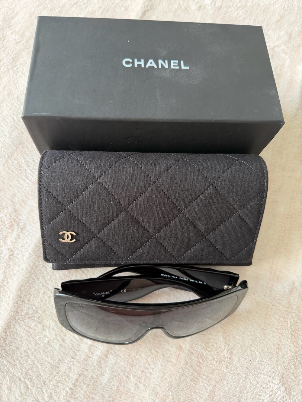 Chanel Shield Sunglasses Black Logo